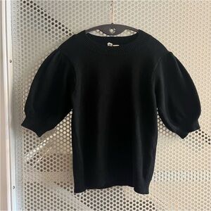 Moth by Anthropologie Black Puff Sleeve Sweater Size Small in Black
